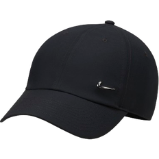 M - Women Clothing Nike Dri-FIT Club Unstructured Metal Swoosh Cap - Black/Metallic Silver