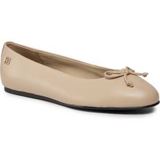 Laced - Women Ballerinas Tommy Hilfiger Essential Leather Flag Plaque Ballerinas WHITE CLAY