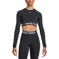 Nike XXS Tops Nike Pro 365 Women's Dri-FIT Cropped Long-Sleeve Top - Black/White
