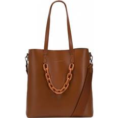 Claudia Canova Elizabeth Chain Twin Strap Tote Bag Brown One Size