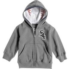 Soft As A Grape Toddler Heathered Chicago White Baseball Print Full-Zip Hoodie