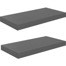 vidaXL 323788 High Gloss Grey Wall Shelf 50cm 2pcs