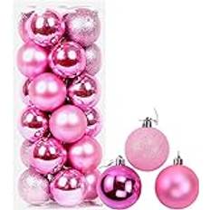 Pink Christmas Decorations Shatchi 30mm/12Pcs Baubles Shatterproof Christmas Tree Ornament