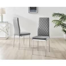 Silver/Chrome Kitchen Chairs of 6 Milan High Back Soft Touch Diamond Kitchen Chair