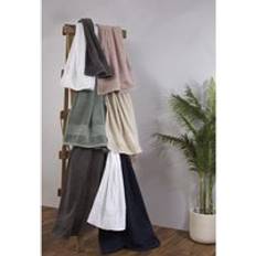 Lazy Linen Cotton Linen Blend Insert Border 600gsm Bath Towel Beige