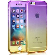 König Design Apple iphone se 2020 full body 360 silikon schutzhülle handyhülle violett gelb