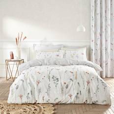 Dunelm Dried Flowers Blush Duvet Cover Multicolour, White (200x200cm)