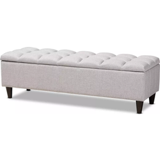 Baxton Studio Brette Finished Wood Grayish Beige Storage Bench 121.9x39.1cm