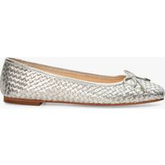 Dune 'Heights' Leather Ballet Pumps Silver