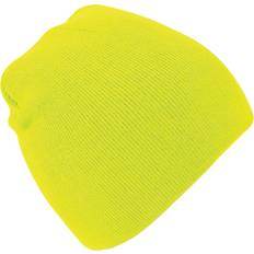 Yellow Beanies Beechfield Plain Basic Knitted Winter Beanie Hat Yellow One