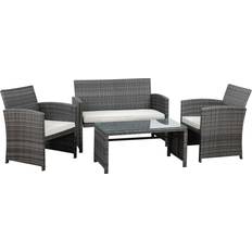 Shintenchi 4 Pieces Outdoor Lounge Set, 1 Table incl. 2 Chairs & 1 Sofas