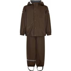 Brown Rain Sets Children's Clothing Mikk-Line PU Rain Set with Braces - Slate Black (33145)