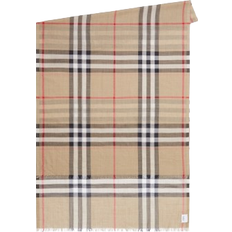 Beige - Men Scarfs Burberry Check Wool Silk Scarf - Archive Beige