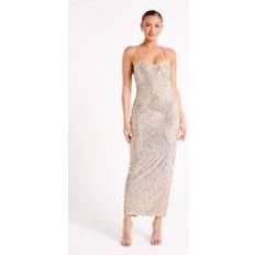 Long Dresses - Silver Tierra Sequin Maxi Dress Silver