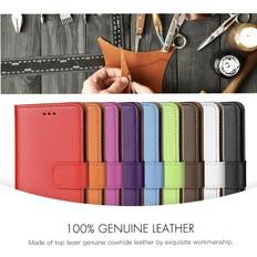 IP 13 MINI, Brown Genuine Real Leather Wallet Case for iPhone 4g/iP13