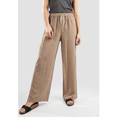 Blue Tomato Long Wide Leg Linen Pants beige with pinstripes