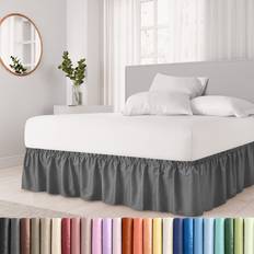 Linen Valance Sheets CGK Unlimited Ruffled Dark Bed Skirt Hotel-Quality Around Valance Sheet Gray