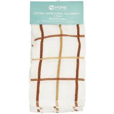 Brown Kitchen Towels Pack of 2 Extra Large Check Tea Kitchen Towel Brown