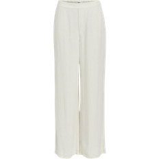 Object Sanne Aline Linen Blend Wide Leg Trousers - Sandshell