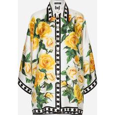 Silk Shirts Dolce & Gabbana Oversize silk shirt with yellow rose print