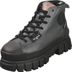 Palladium Womens Revolt Hi Metal Dark Silver Grey Leather