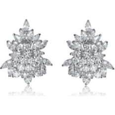 Genevive Sterling Silver Cubic Zirconia White Gold Plated Marquise Cluster Earrings White