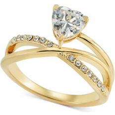 Charter Club Gold-Tone Pave & Heart Cubic Zirconia Asymmetrical Ring, Created for Macy's Gold