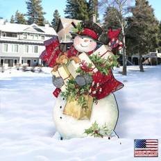 DesignoCracy Dark Night Presents Christmas Outdoor Yard Winget Christmas Santa Snowman