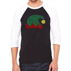 LA Pop Art Christmas Elf Hat Men's Raglan Baseball Word T-Shirt