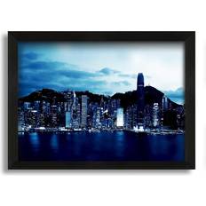 Brayden Studio Hong Kong Blue Harbour Black Framed Art 30x21cm