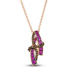 Rose Gold Necklaces Le Vian Wrapped Chocolate Natural Pink Sapphire Necklace 1/6 ct tw Diamonds 14K Strawberry Gold 19" Rose Gold one