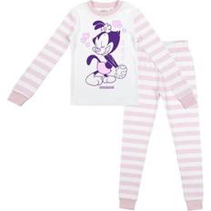 BioWorld Girls Youth White Animaniacs Long Sleeve T-Shirt & Pants Sleepwear Set