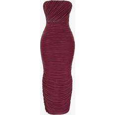 House of CB Womens Wine Sapphire Gathered Stretch-woven Maxi Dress