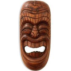 G6 Collection Wooden Tribal African Laughing Mask Wall Decor