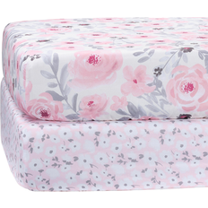 Bedtime Originals Floral Pink/Gray 2-Pack Fitted Crib/Toddler Sheet Flower Crib