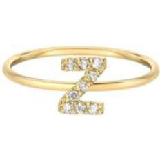 Zoe Lev Diamond Initial 14K Yellow Gold Ring Gold-Z