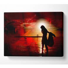 Red Framed Art Wallart-Direct Sunset Ocean Walk Canvas Print Framed Art
