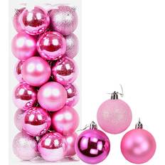Pink Christmas Decorations Shatchi 9Pcs, Pink 50mm Baubles Christmas Tree Ornament