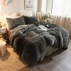 Ezysleep Luxury Fur Shaggy Duvet Cover Grey