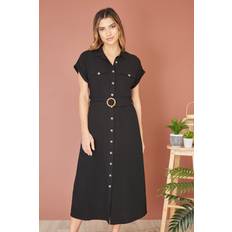 Clothing Yumi Button Through Midi Shirt Dress, Black