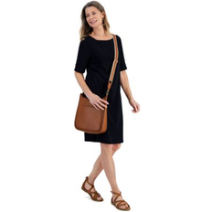 Style & Co Petite Boat-Neck Knit Dress, Created for Macy's Deep Black