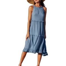 Cupshe Women's Slate Smocked & Ruffled Dress Light/pastel blue