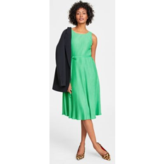 On 34th On 34th Women's Pleated Sleeveless Tie-Waist Midi Dress, Created for Macy's Bright Green