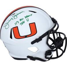 Fanatics Authentic Jimmy Johnson Miami Hurricanes Autographed Riddell Lunar Speed Replica Helmet with "Its All About the U'' Inscription