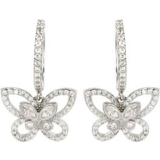 Suzy Levian Sterling Silver Cubic Zirconia Art-Deco Butterfly Dangle Earrings White