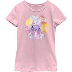 Fifth Sun Girl's Angel Easter Eggs Graphic T-Shirt - Pink
