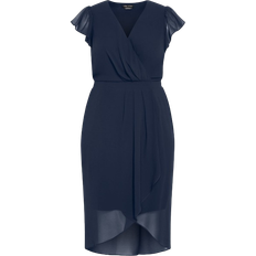 City Chic Wrap Swing Dress - Navy