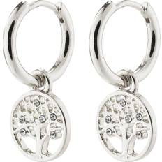 Pilgrim Iben Tree Of Life Hoop Earrings - Silver/Transparent