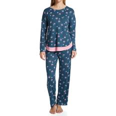 Turquoise - Women Pyjamas Ellen Tracy Women's Long Sleeve Crew Neck Pajamas Set Teal Flamingos