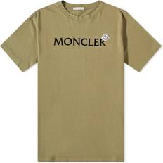 Moncler Men Tops Moncler Khaki Flocked T-Shirt 875 OLIVE